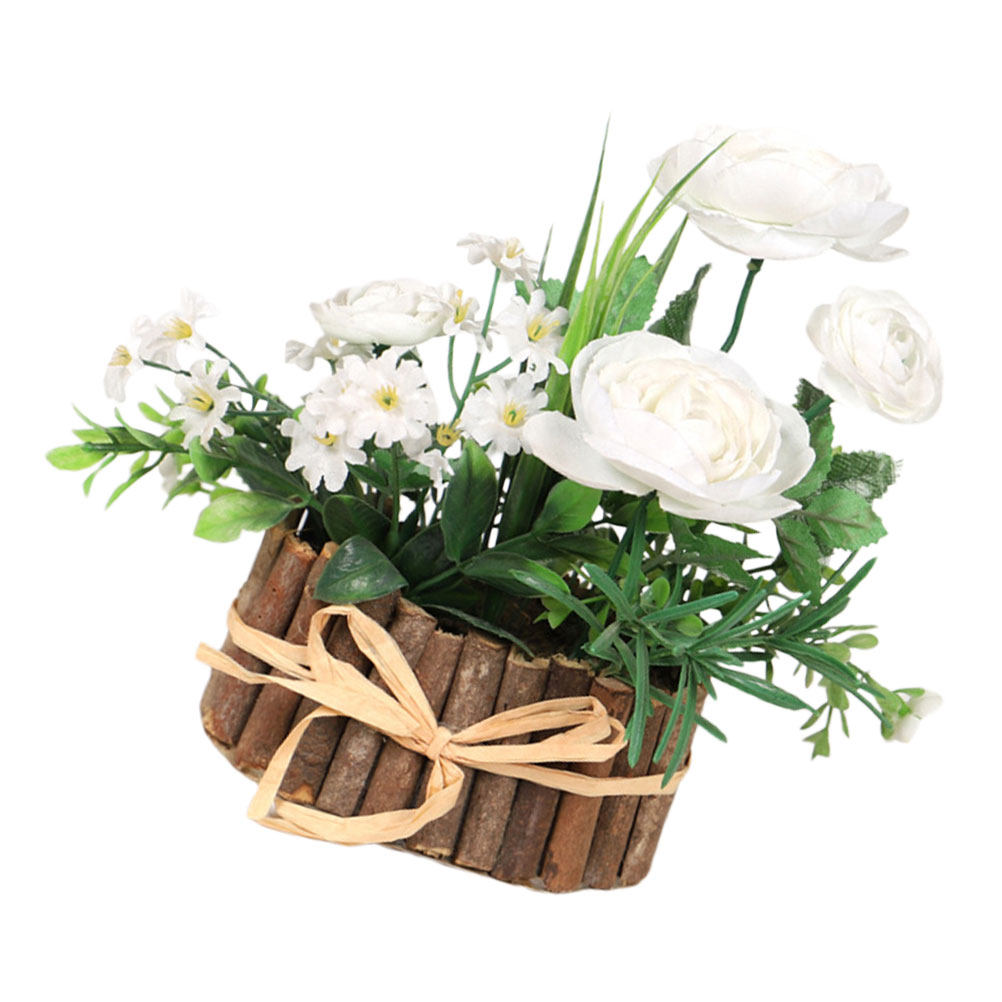 Bonsai Garden And Cafe - 1Pcs Realistic Artificial Tea Rose Potted