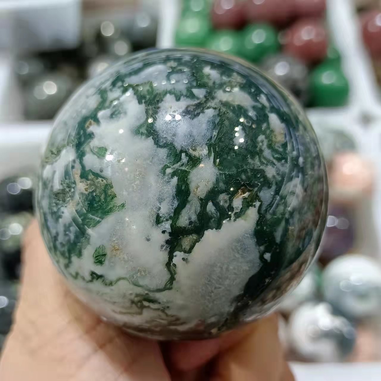 Natural Moss Agate Crystal Qua - Bonsai Rock Garden recension och pris