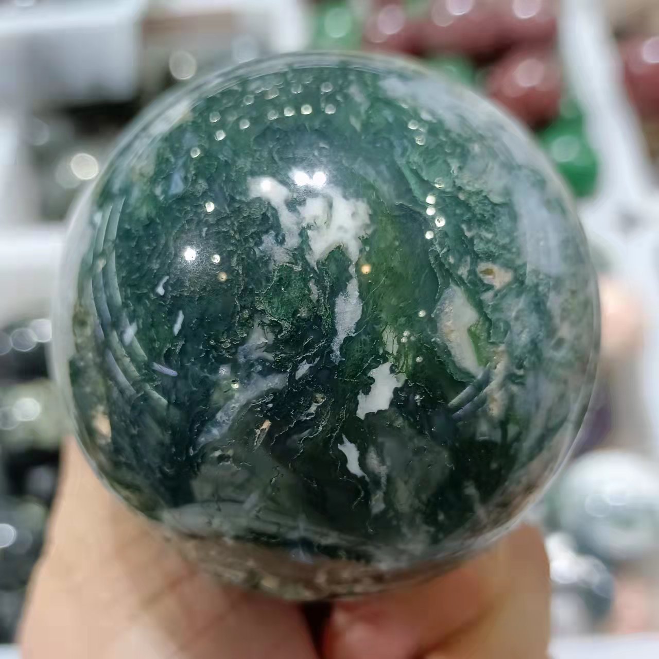 Natural Moss Agate Crystal Qua - Bonsai Rock Garden recension och pris